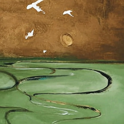SOJOURN: Earthy Wabi Sabi Abstract Landscape Painting | rectangular format, hand-painted canvas edge