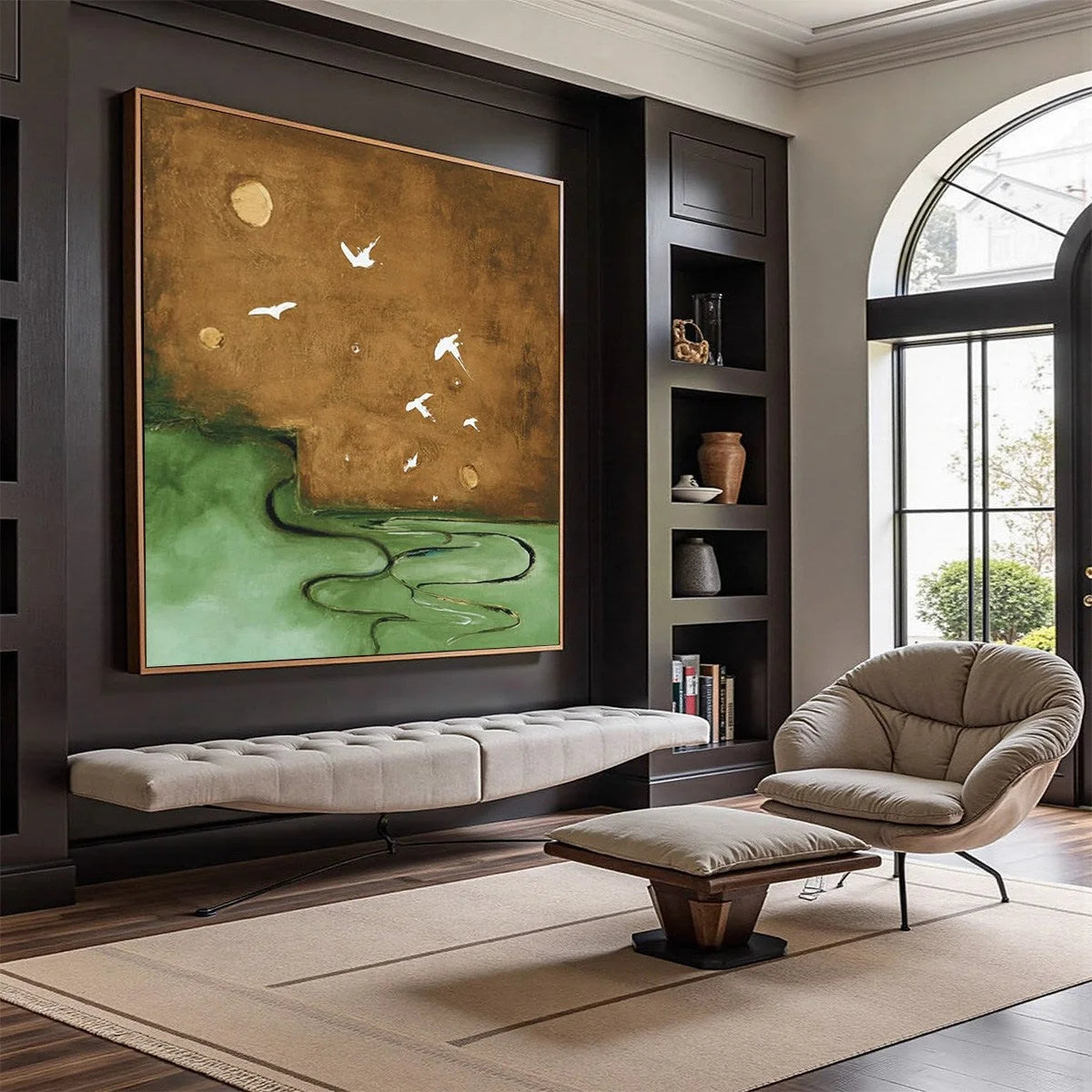 SOJOURN: Earthy Wabi Sabi Abstract Landscape Painting | Abstract mood, soft natural light studio shot