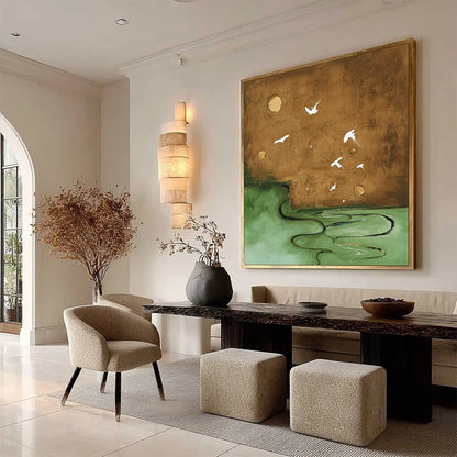 SOJOURN: Earthy Wabi Sabi Abstract Landscape Painting | multi-color palette, original oil on stretched canvas art