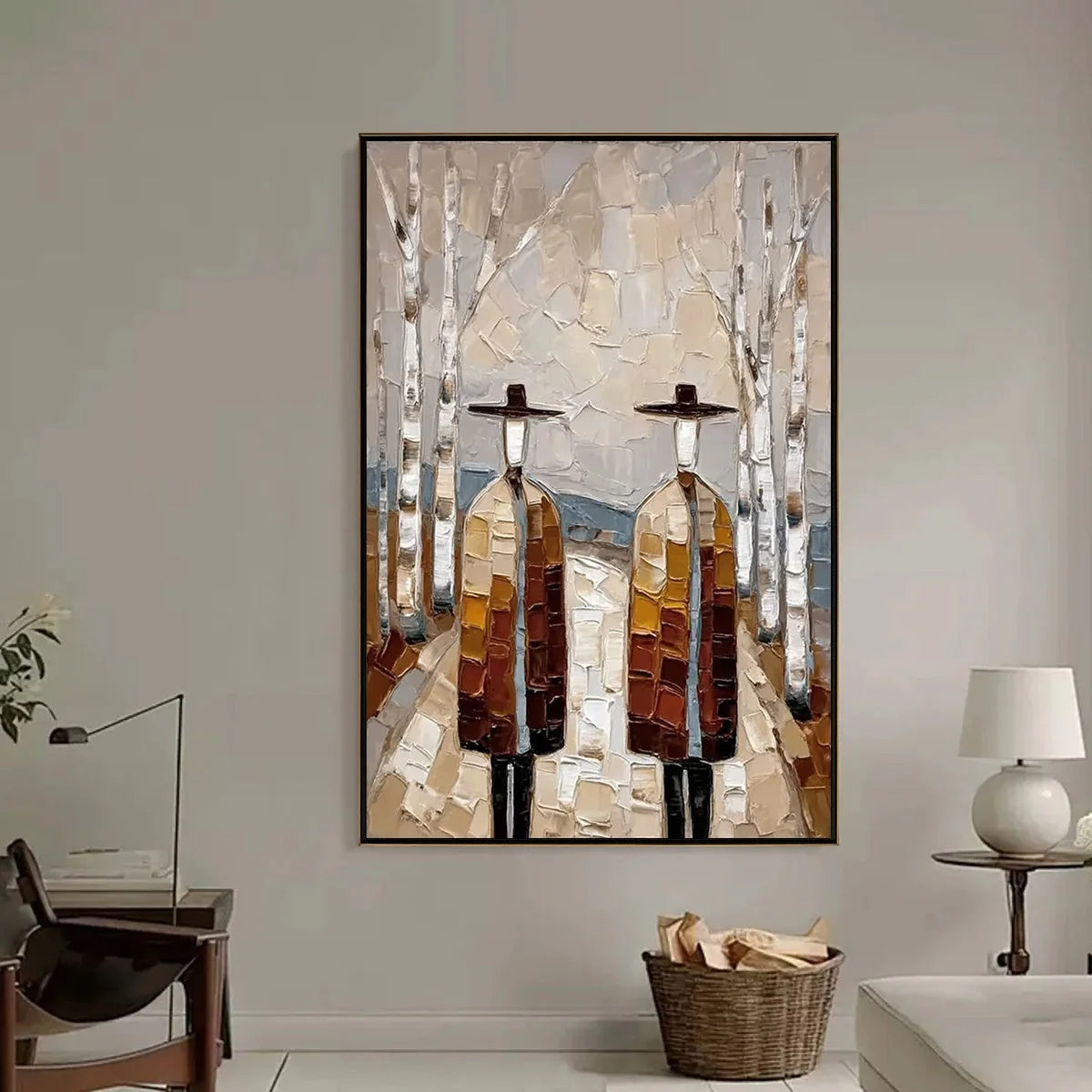 THE SOJOURNERS: Textured Palette Knife Painting of Figures in a Landscape | Landscape closeup, raised brushwork detail