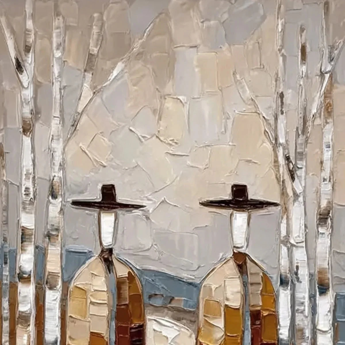 THE SOJOURNERS: Textured Palette Knife Painting of Figures in a Landscape | rectangular format, hand-painted canvas edge