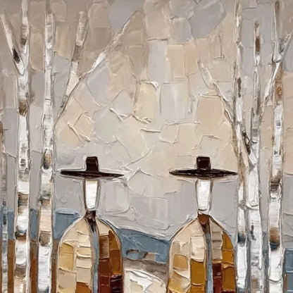 THE SOJOURNERS: Textured Palette Knife Painting of Figures in a Landscape | rectangular format, hand-painted canvas edge