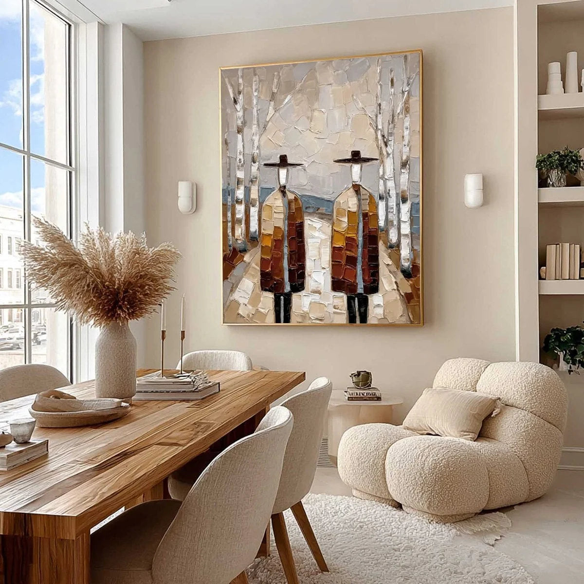 THE SOJOURNERS: Textured Palette Knife Painting of Figures in a Landscape | Landscape mood, soft natural light studio shot