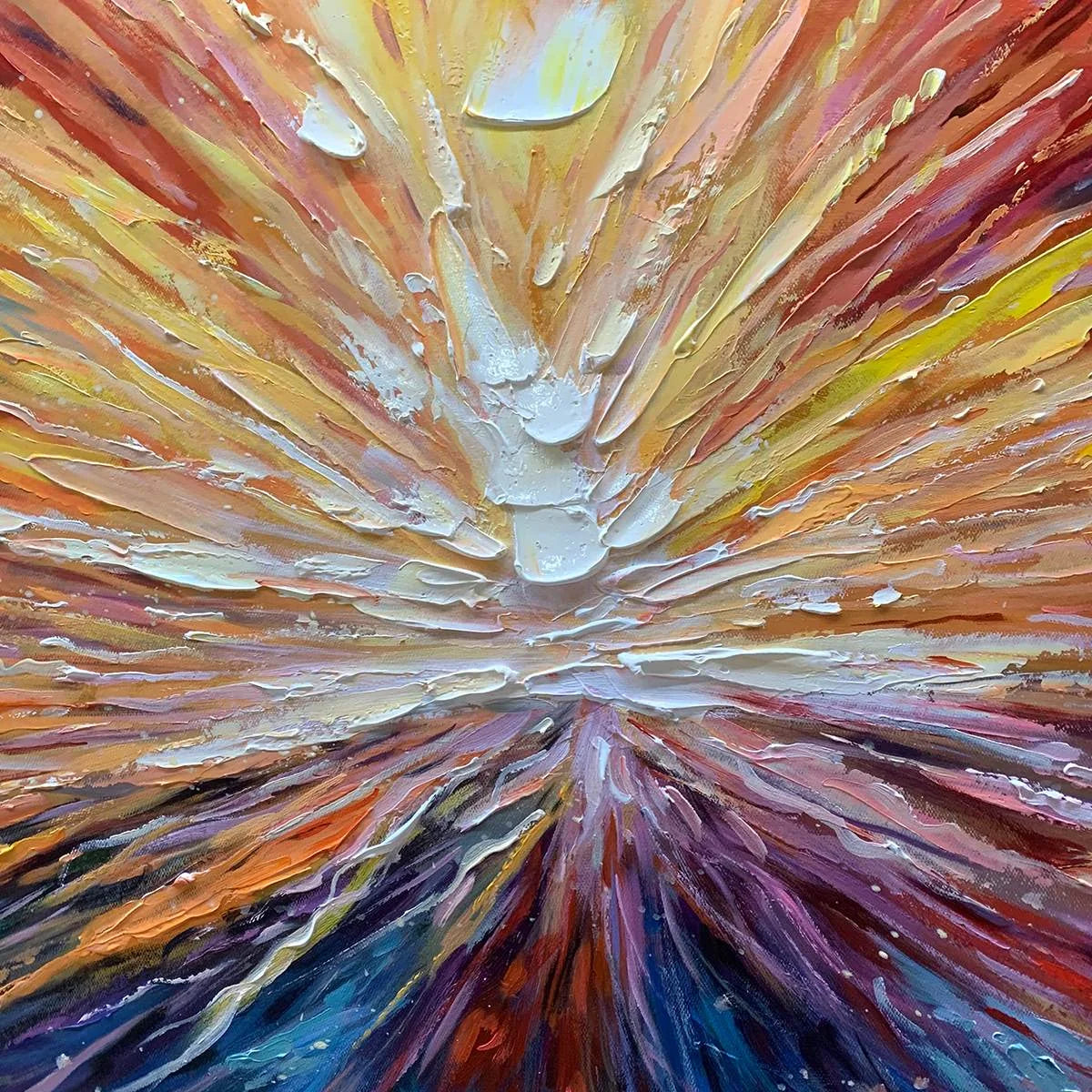 SOLAR FLARE: Textured Impasto Abstract Oil Painting | rectangular format, hand-painted canvas edge