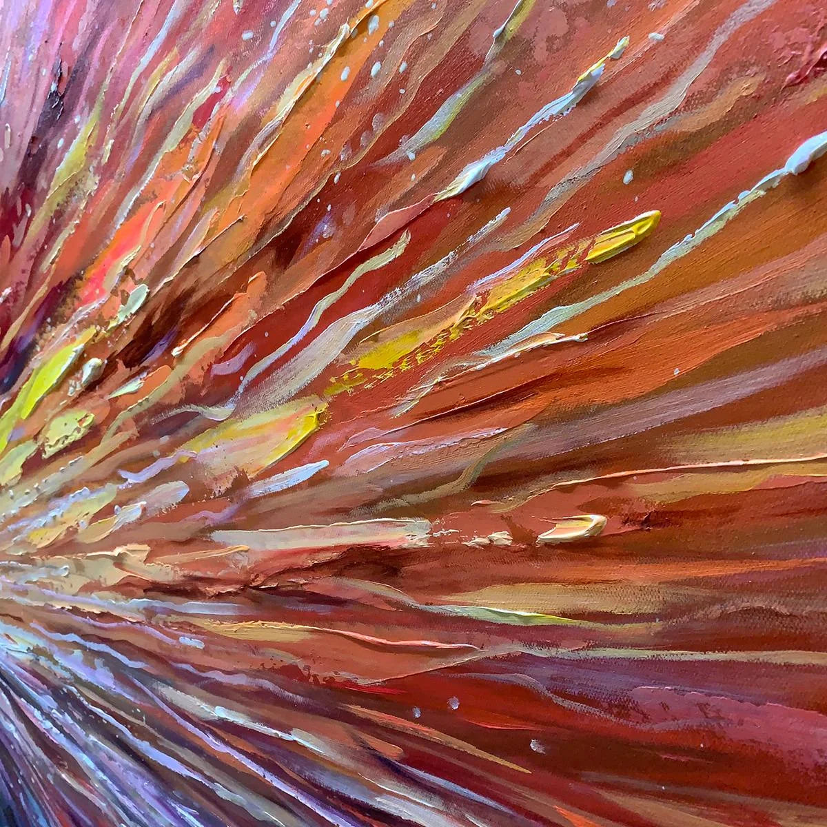 SOLAR FLARE: Textured Impasto Abstract Oil Painting | rolled canvas, ready for custom framing
