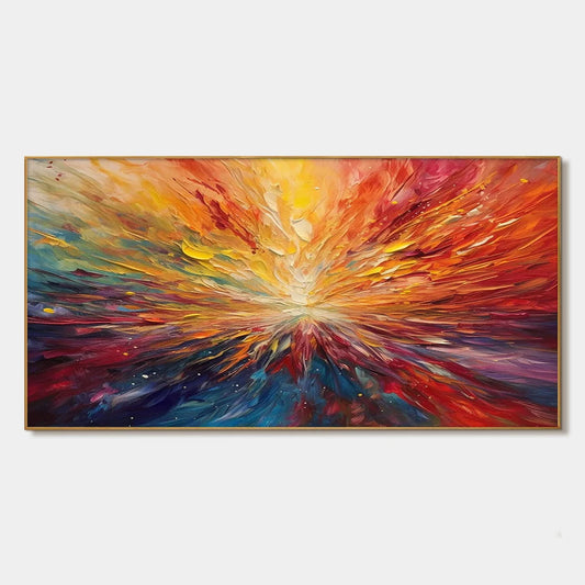 SOLAR FLARE: Textured Impasto Abstract Oil Painting | hanging in living room, Abstract wall art