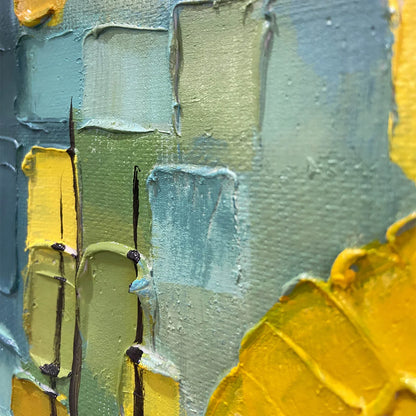 SOLAR FOREST: Abstract Forest Landscape Impasto Oil Painting | rolled canvas, ready for custom framing