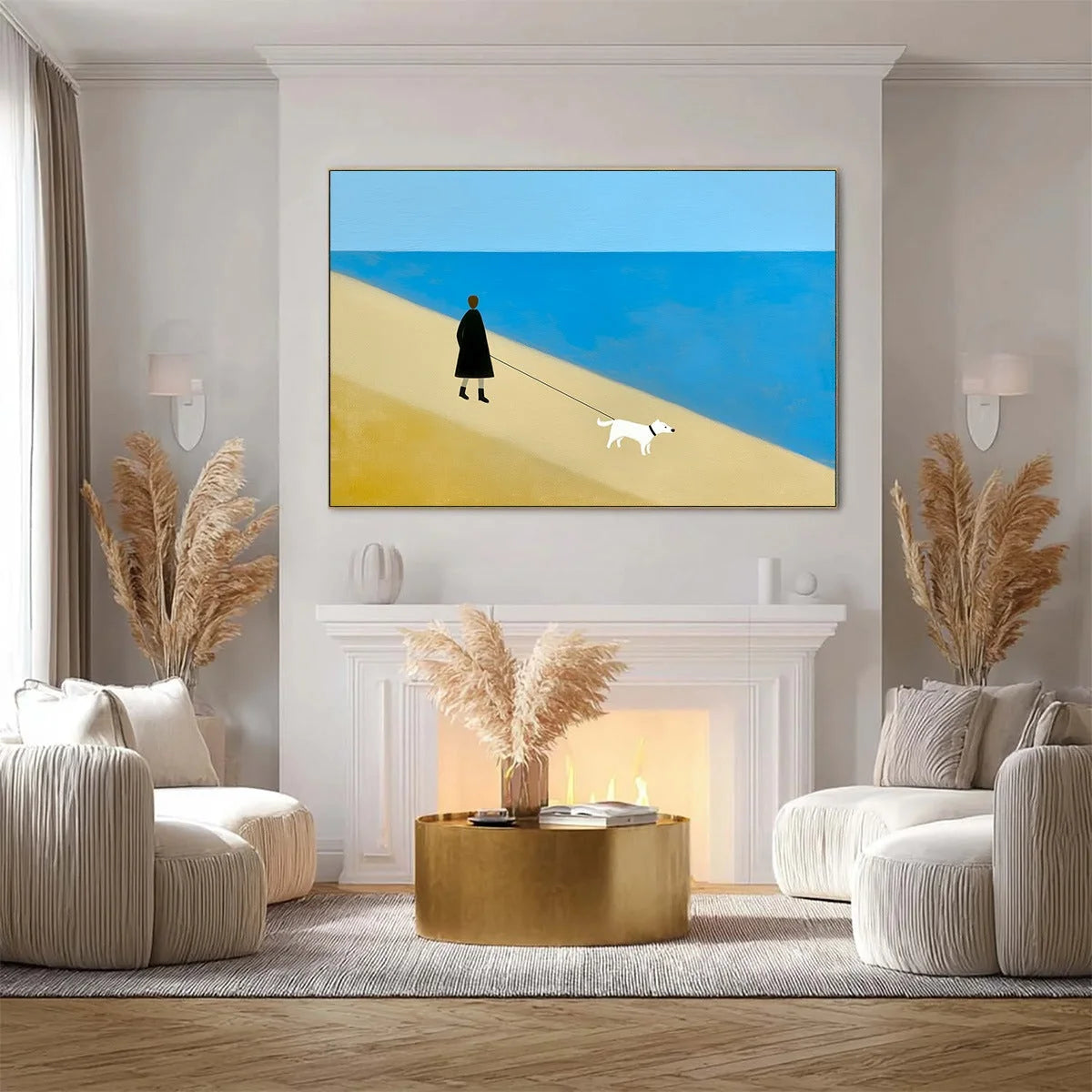 SOLITUDE: Minimalist Seaside Companion Painting | Minimalist closeup, raised brushwork detail