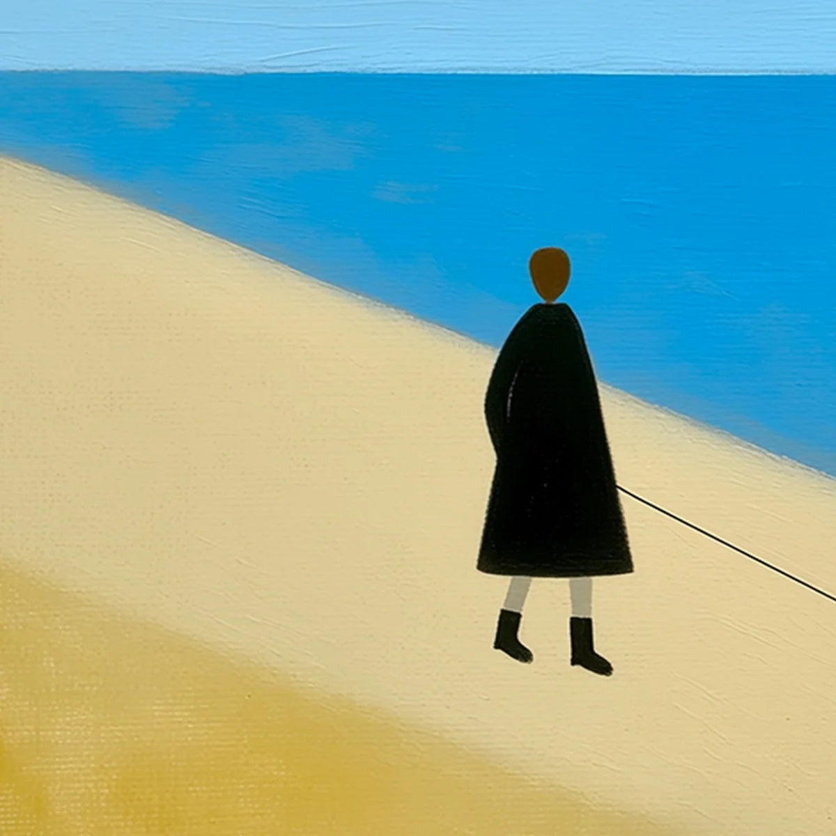 SOLITUDE: Minimalist Seaside Companion Painting | rectangular format, hand-painted canvas edge