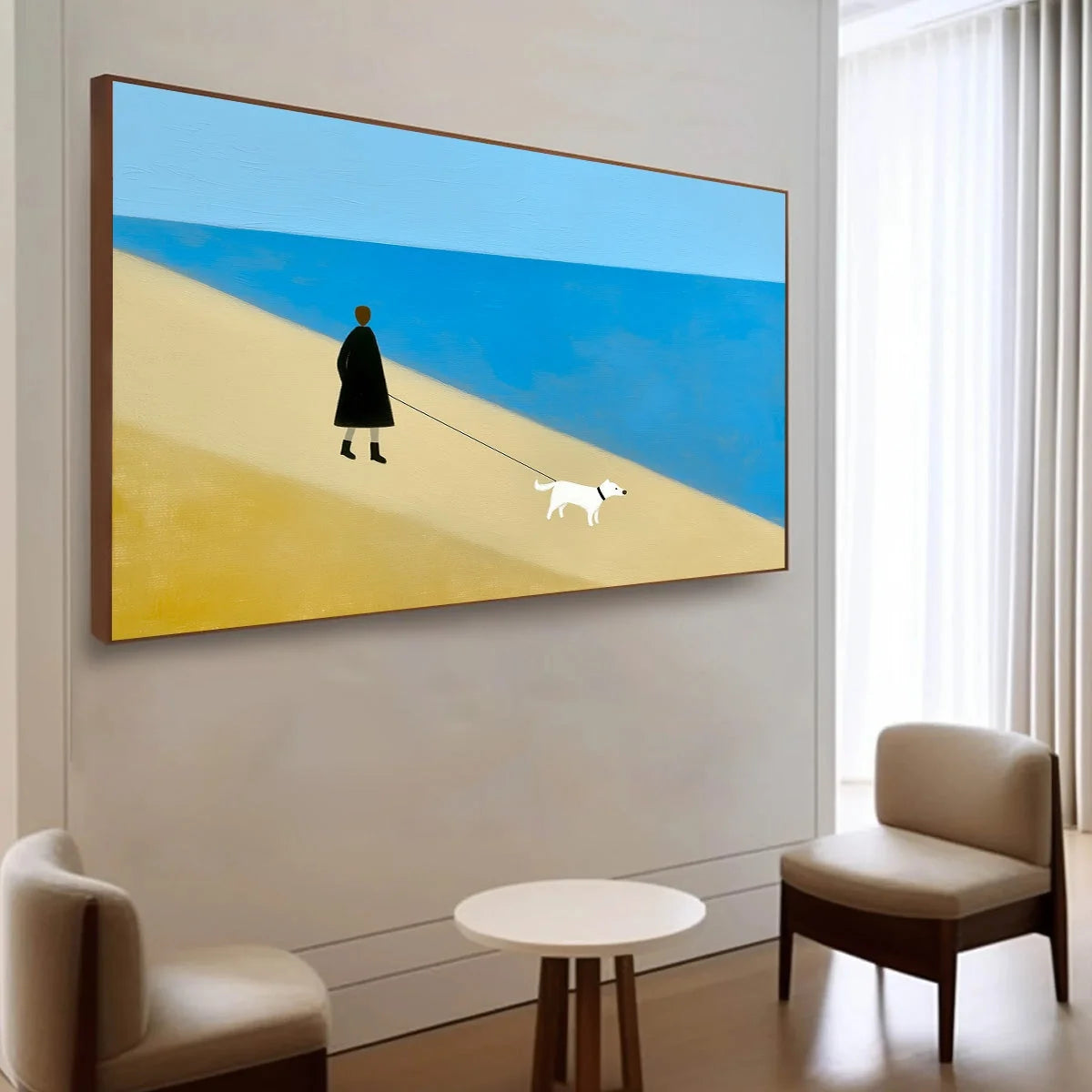 SOLITUDE: Minimalist Seaside Companion Painting | Minimalist mood, soft natural light studio shot