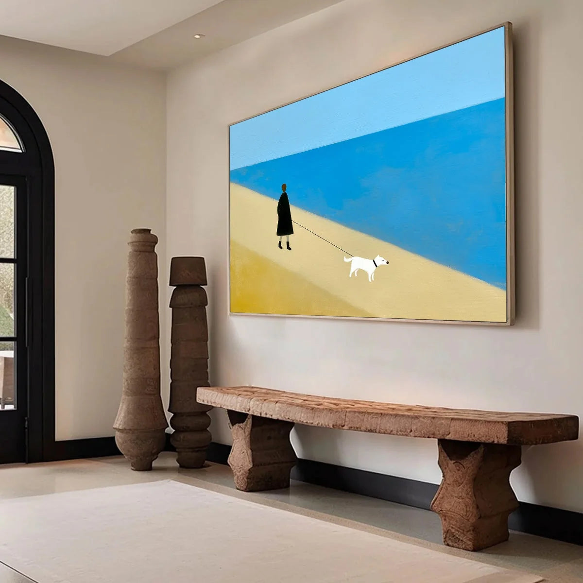 SOLITUDE: Minimalist Seaside Companion Painting | multi-color palette, original oil on stretched canvas art