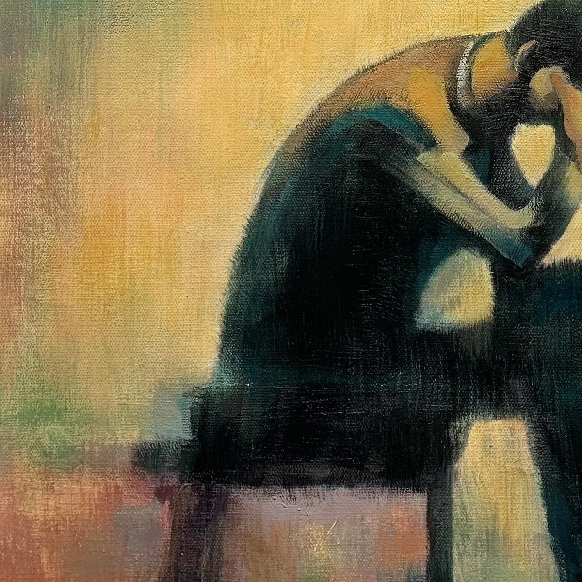 SOLITUDE SONATA: Expressive Figurative Piano Oil Painting | expressive figurative mood, soft natural light studio shot