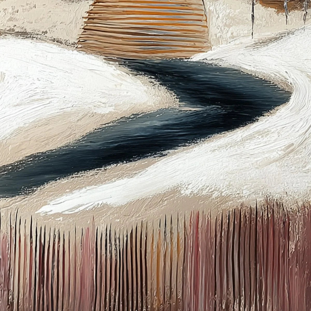 SOLITUDE: Textured Figurative Painting of a Woman in a Winterscape | rolled canvas, ready for custom framing