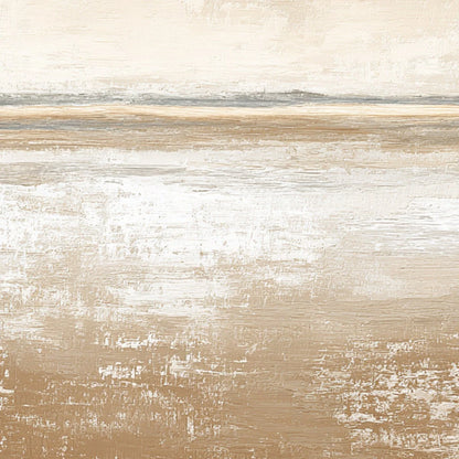 SOLITUDE: Textured Minimalist Wabi Sabi Seascape | rectangular format, hand-painted canvas edge