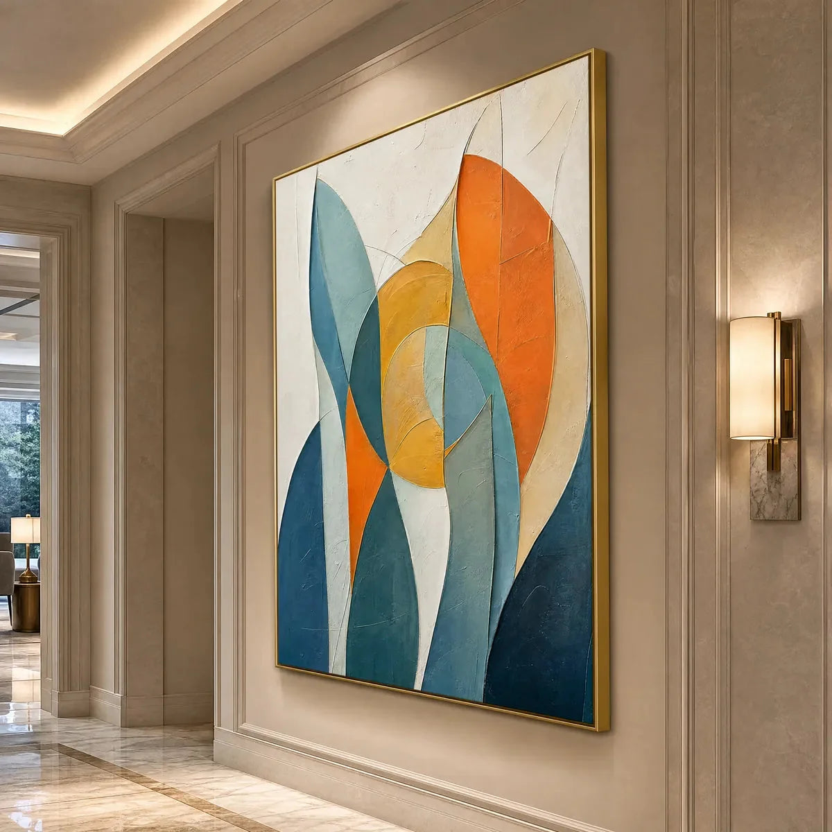 SOLSTICE: Textured Geometric Abstract Oil Painting | rolled canvas, ready for custom framing
