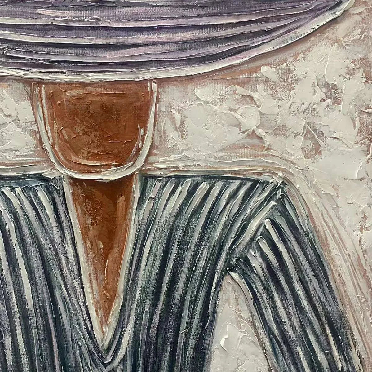 SOMBRERO DUET: Textured Figurative Portrait Diptych | rectangular format, hand-painted canvas edge