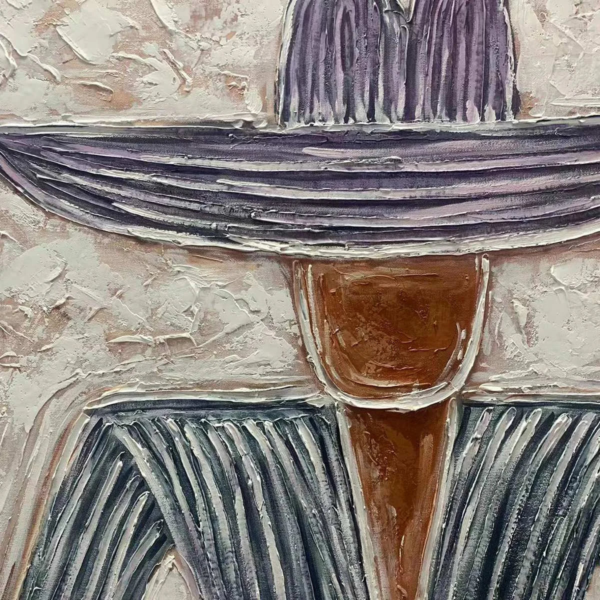 SOMBRERO DUET: Textured Figurative Portrait Diptych | rolled canvas, ready for custom framing