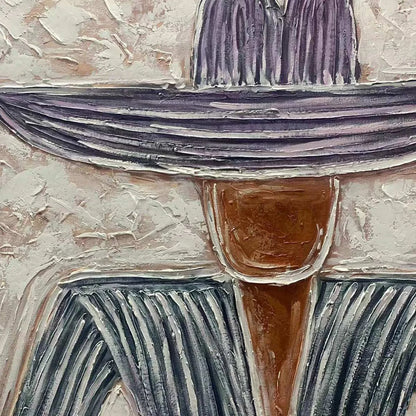 SOMBRERO DUET: Textured Figurative Portrait Diptych | rolled canvas, ready for custom framing