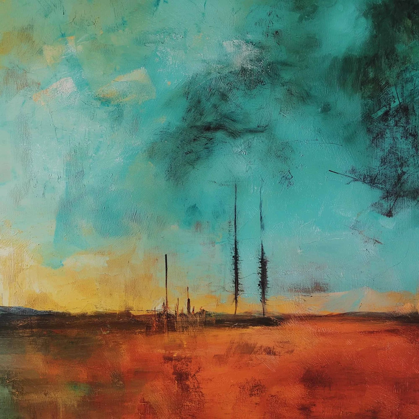 SONATA HORIZON: Vibrant Abstract Landscape Oil Painting | rolled canvas, ready for custom framing