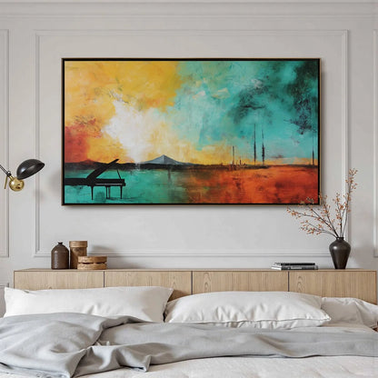 SONATA HORIZON: Vibrant Abstract Landscape Oil Painting | multi-color palette, original oil on stretched canvas art