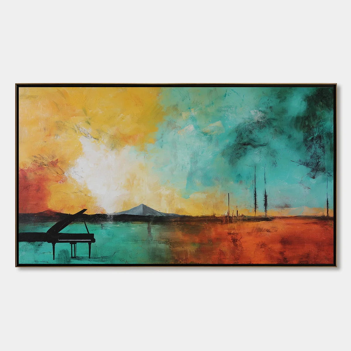 SONATA HORIZON: Vibrant Abstract Landscape Oil Painting | hanging in living room, Abstract wall art