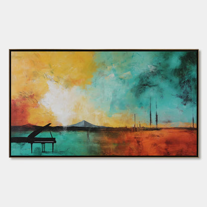 SONATA HORIZON: Vibrant Abstract Landscape Oil Painting | hanging in living room, Abstract wall art