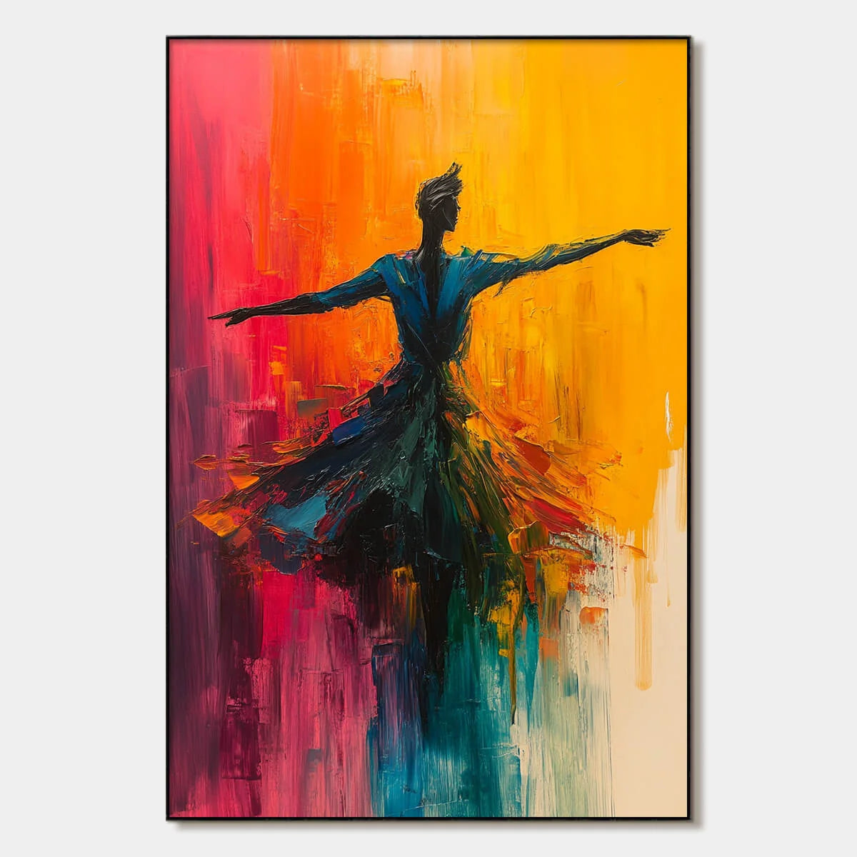 SOULFLIGHT: Textured Impasto Figurative Oil Painting of Dancer | hanging in living room, Figurative wall art