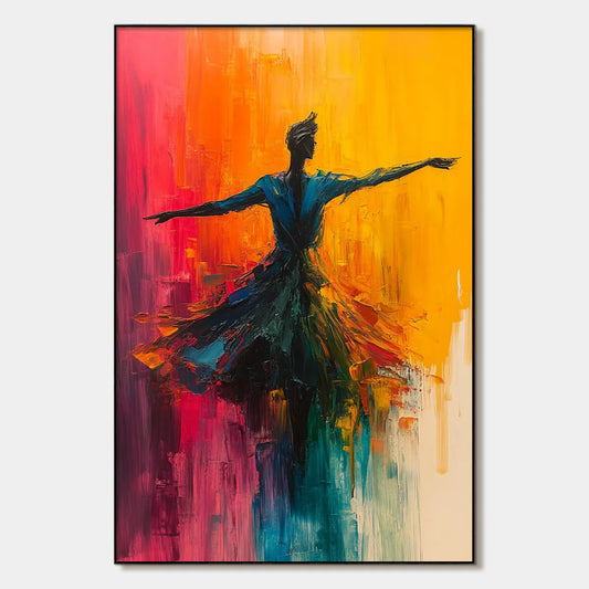 SOULFLIGHT: Textured Impasto Figurative Oil Painting of Dancer | hanging in living room, Figurative wall art
