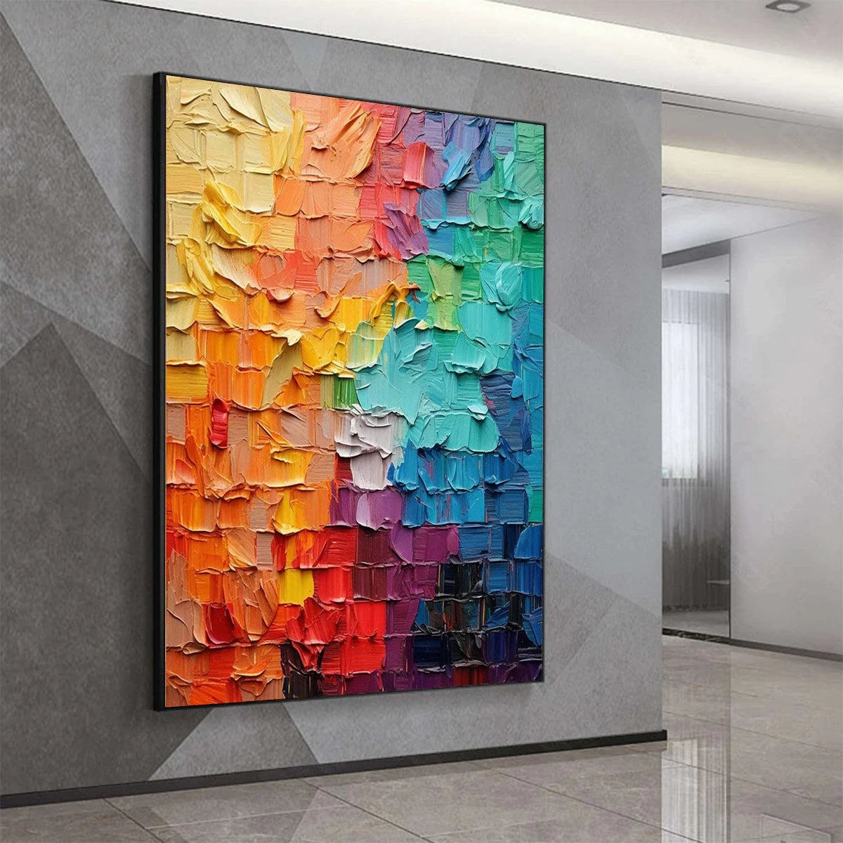 SPECTRUM MOSAIC: Textured Impasto Abstract Oil Painting | rolled canvas, ready for custom framing