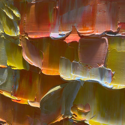 SPECTRUM MOSAIC: Textured Impasto Abstract Oil Painting | black frame version on white wall