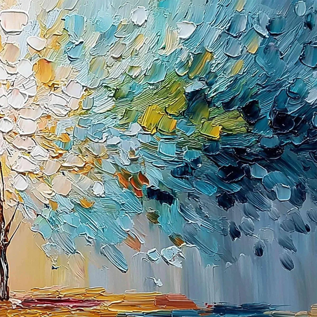 SPECTRUM OF LIFE: Colorful Abstract Tree Impasto Palette Knife Painting | rolled canvas, ready for custom framing