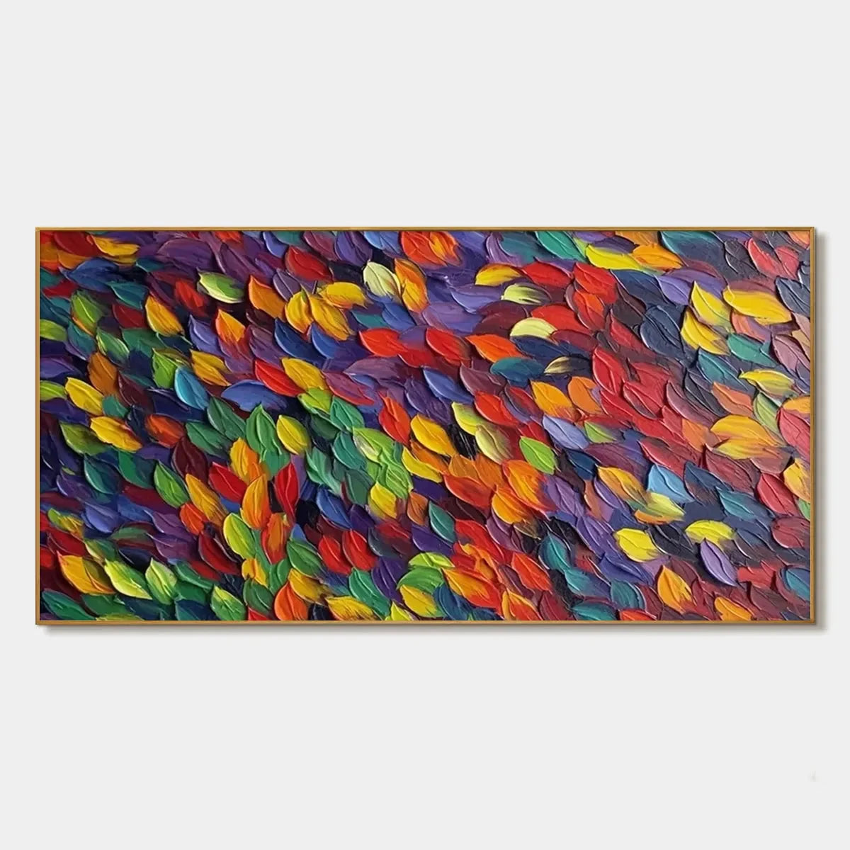 SPECTRUM RAIN: Colorful Abstract Impasto Oil Painting on Canvas | hanging in living room, Abstract wall art