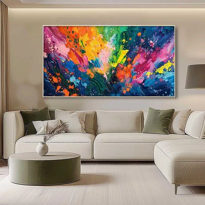 SPECTRUM SURGE: Vibrant Abstract Textured Oil Painting | rolled canvas, ready for custom framing