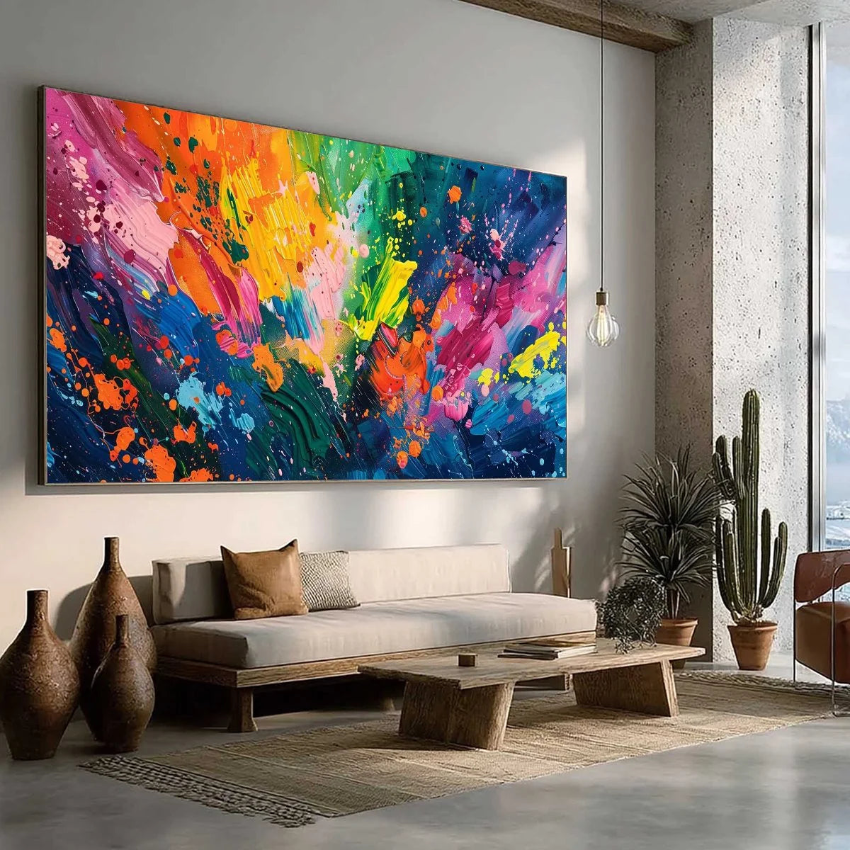 SPECTRUM SURGE: Vibrant Abstract Textured Oil Painting | Abstract mood, soft natural light studio shot