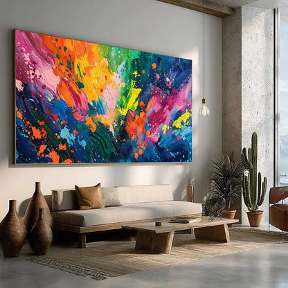 SPECTRUM SURGE: Vibrant Abstract Textured Oil Painting | Abstract mood, soft natural light studio shot