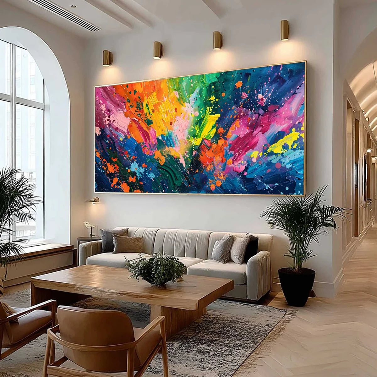 SPECTRUM SURGE: Vibrant Abstract Textured Oil Painting | multi-color palette, original oil on stretched canvas art