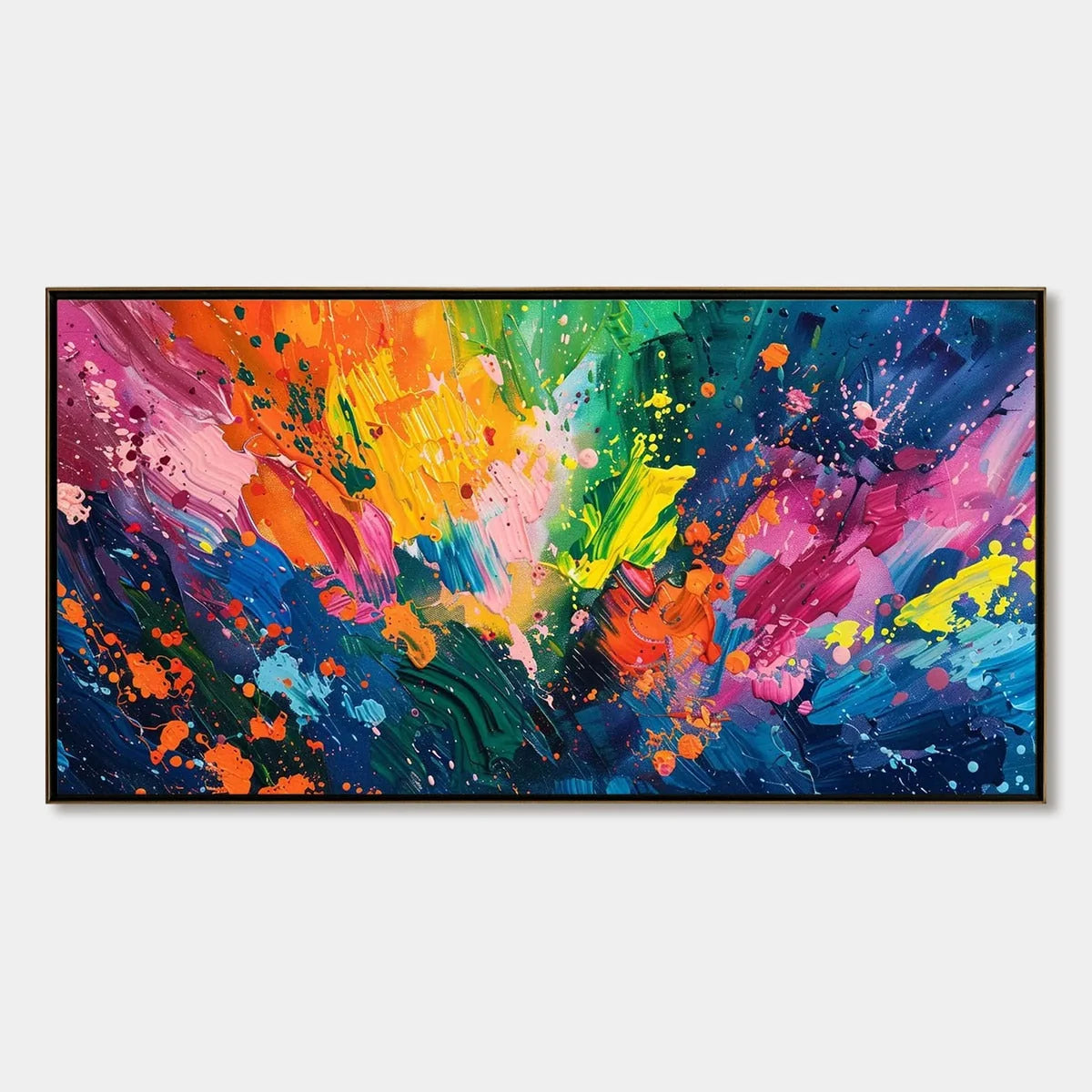 SPECTRUM SURGE: Vibrant Abstract Textured Oil Painting | hanging in living room, Abstract wall art