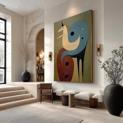 SPIRAL GUARDIAN: Textured Abstract Mythical Creature Oil Painting | Abstract mood, soft natural light studio shot