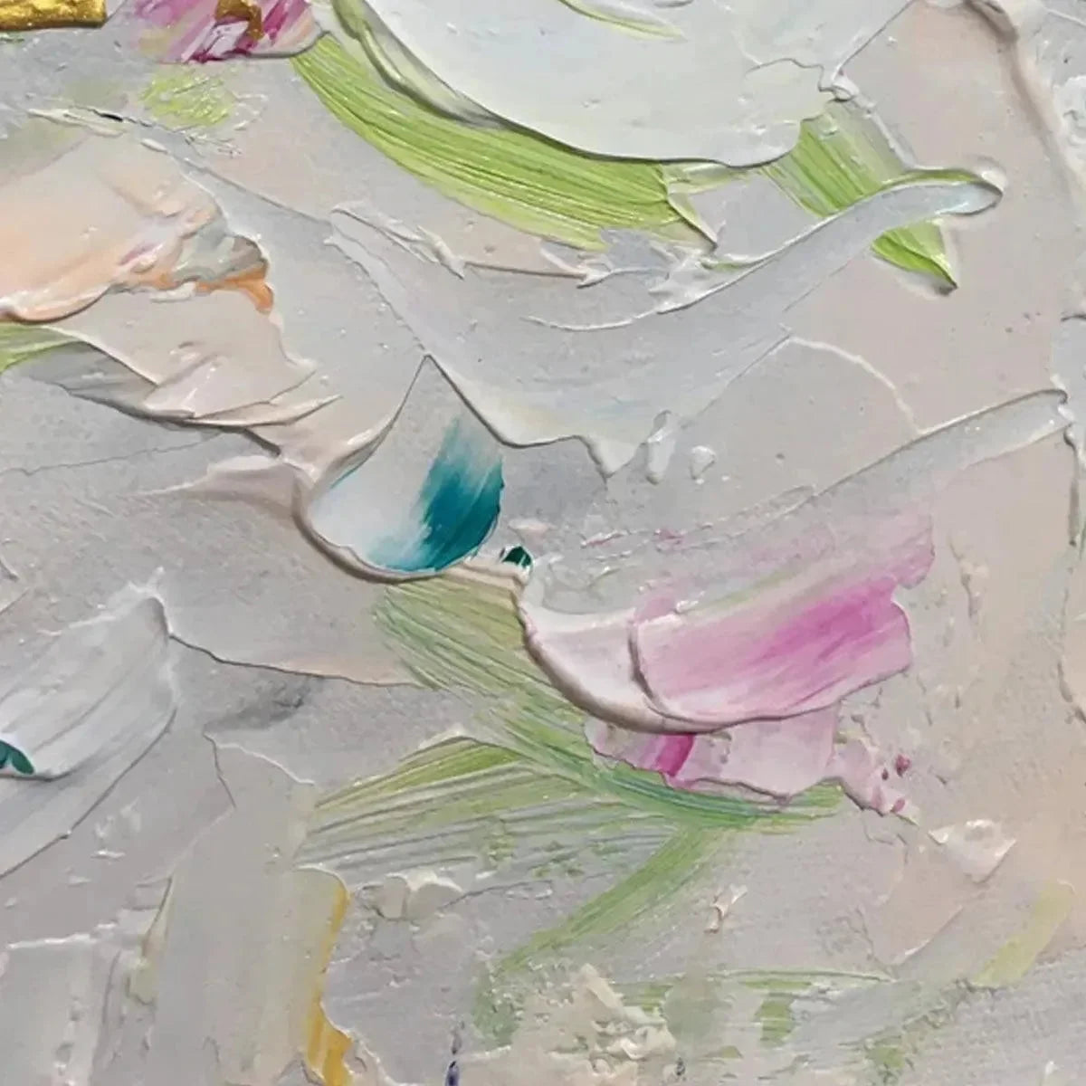 SPRING BLOSSOM: Textured Abstract Floral Painting in Light Pastel Colors | Abstract mood, soft natural light studio shot