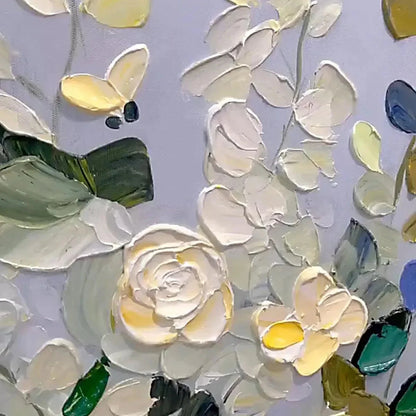 SPRING MEADOW: Textured Impasto Floral Meadow Painting | rectangular format, hand-painted canvas edge
