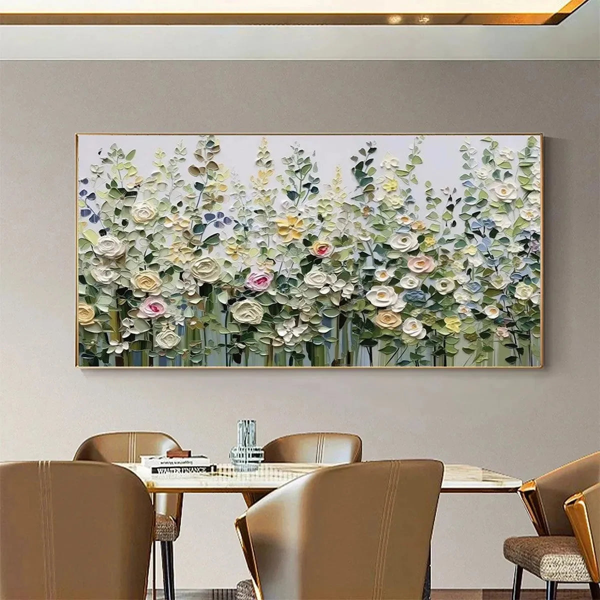 SPRING MEADOW: Textured Impasto Floral Meadow Painting | multi-color palette, original oil on stretched canvas art