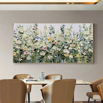 SPRING MEADOW: Textured Impasto Floral Meadow Painting | multi-color palette, original oil on stretched canvas art
