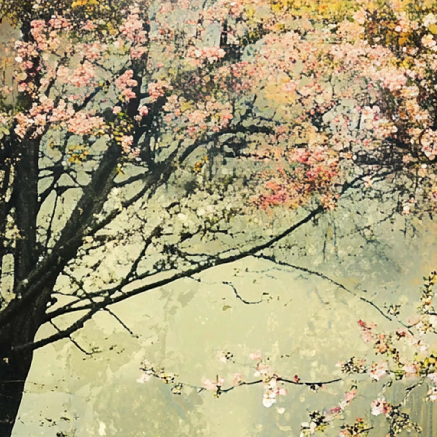 SPRING REVERIE: Impressionist Floral Landscape Oil Painting | black frame version on white wall