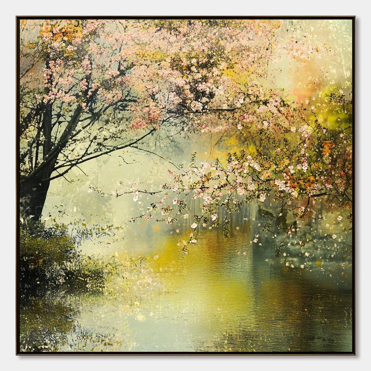 SPRING REVERIE: Impressionist Floral Landscape Oil Painting | hanging in living room, Landscape wall art