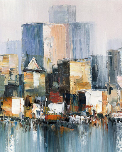Stadsgezicht schilderij acryl abstracte schilderijen op canvas Originele kunst E #13