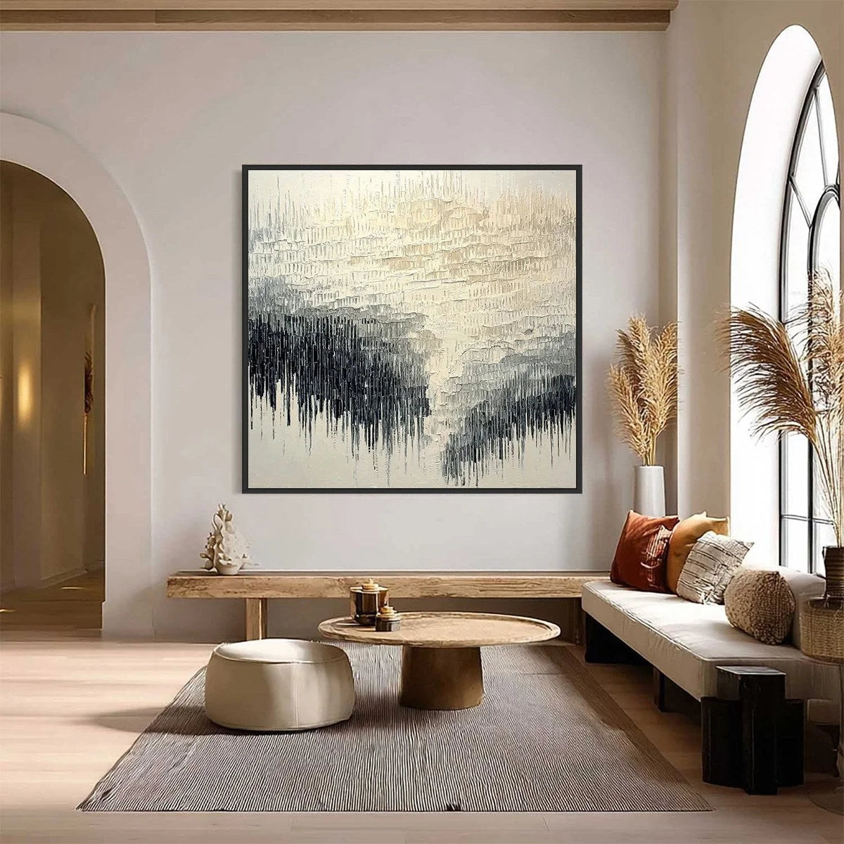STATIC FLOW: Heavy Texture Wabi Sabi Abstract Painting | Abstract closeup, raised brushwork detail