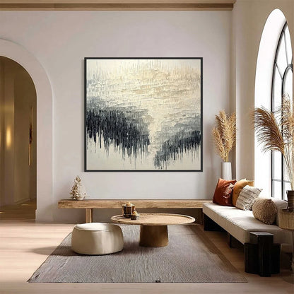 STATIC FLOW: Heavy Texture Wabi Sabi Abstract Painting | Abstract closeup, raised brushwork detail