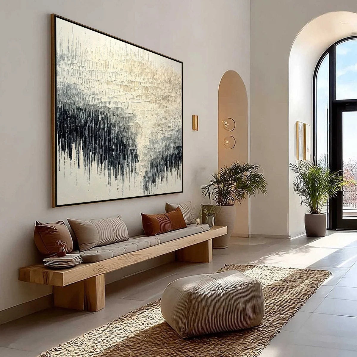 STATIC FLOW: Heavy Texture Wabi Sabi Abstract Painting | Abstract mood, soft natural light studio shot