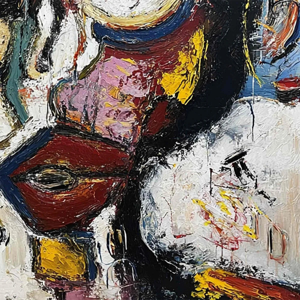 STATIC MIND: Bold Neo-Expressionist Abstract Portrait Painting | rolled canvas, ready for custom framing
