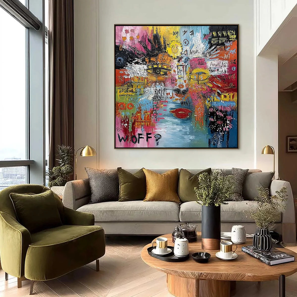 STATIC MIND: Colorful Abstract Impasto Portrait Wall Art | Abstract closeup, raised brushwork detail